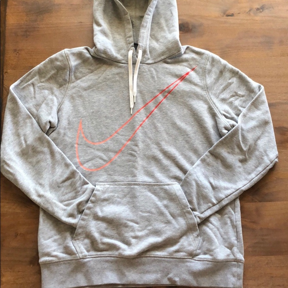 Grey Nike Hoodie with Coral Ombré Nike Swoosh